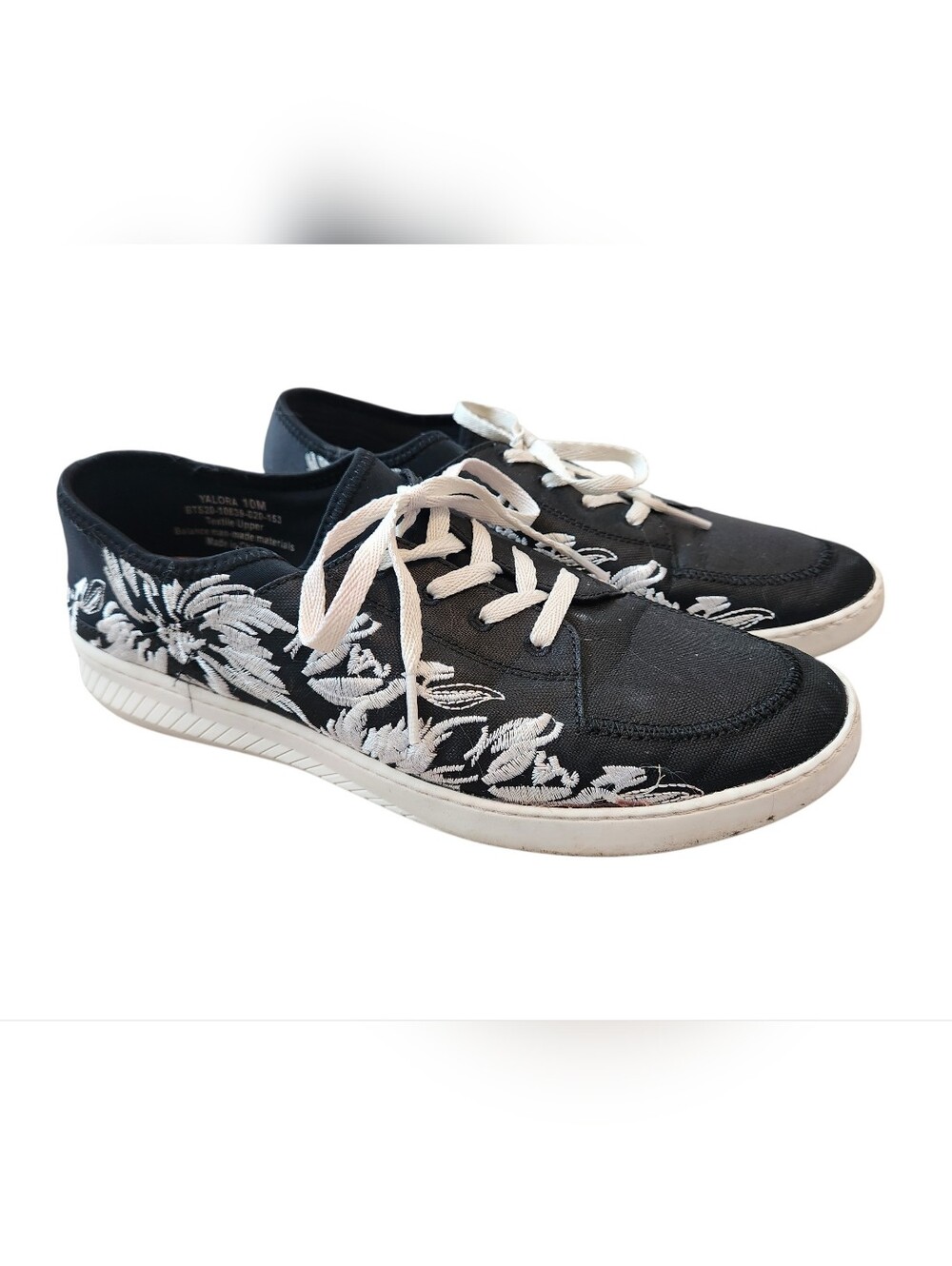 Black Floral Embroidered Sneakers
